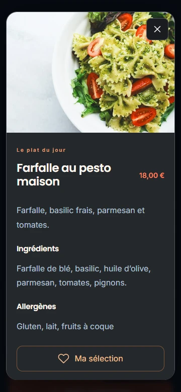 Bistrot L’Ardoise : le prix change dans la gestion, puis sur la carte.